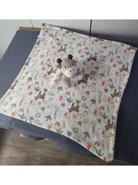 BABY KISS Brown Cow Plush Security Blanket Snuggle Blankie Lovey Animals Neutral